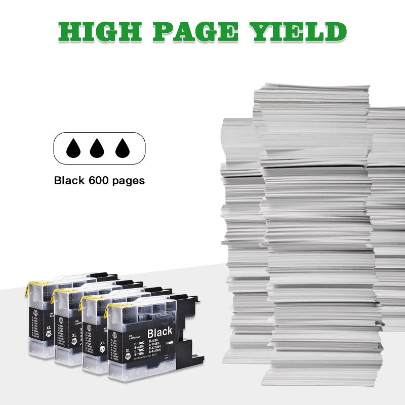 GREENARK Compatible Ink Cartridge Replacement for Brother LC75 LC71 Black LC71BK LC75BK Ink Cartridges Use for Brother MFC-J280W, J425W, J430W, J435W, J5910DW, J625DW, J6510DW, J825DW, J835DW Printer - Image 5